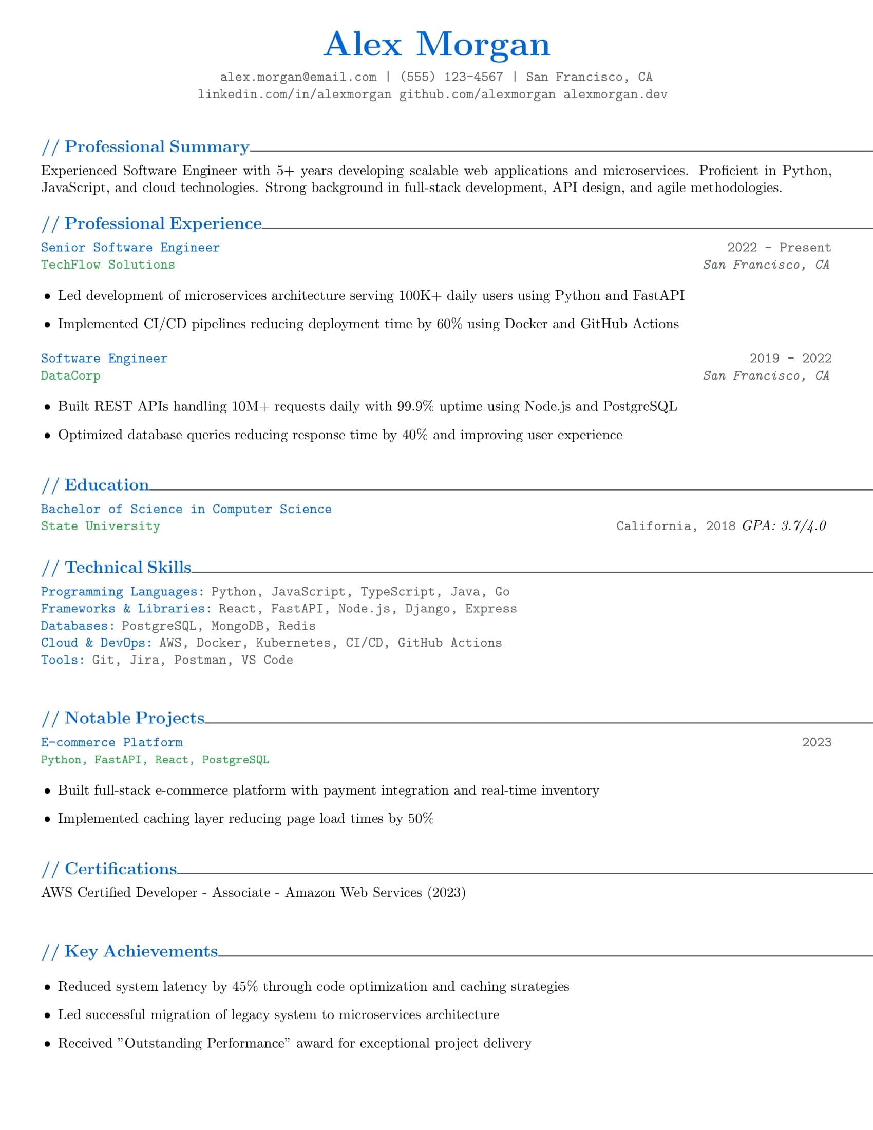 Technical Focused template preview